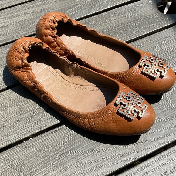 Tory Burch MINNIE TRAVEL Malinda BALLET Flats Royal Tan/Gold Style 30432 5930 🥿 - Picture 2 of 7